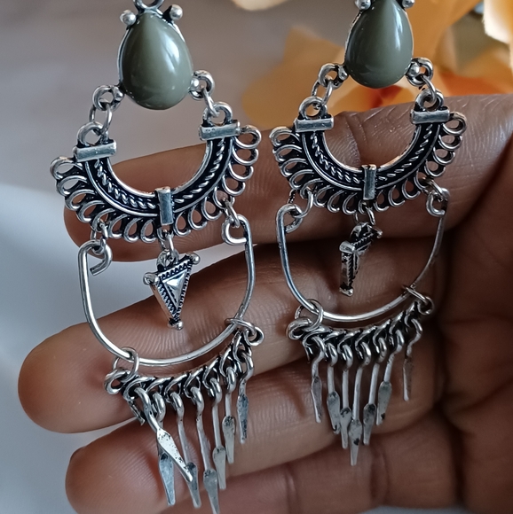 Rustic Ethnic Chandelier Earrings - Picture 8 of 8